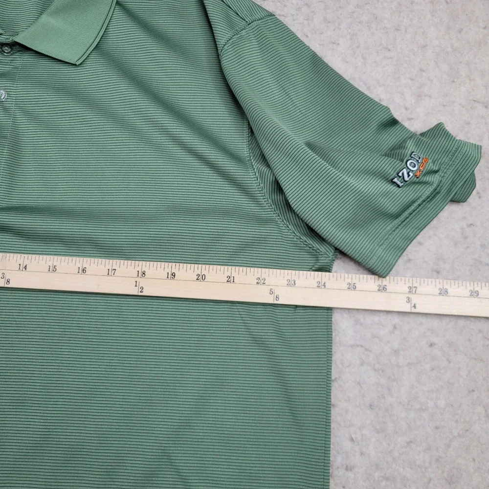 IZOD XFG Golf Polo Shirt Mens‎ XL Green Striped Short Sleeve Performance Stretch